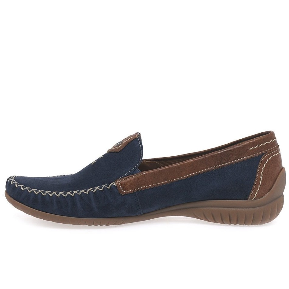 Nubuck Marine/gabor Fauve | Mocassins Exclusifs Pour Femmes California Sporty